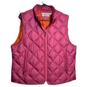 Tommy Hilfiger Women's XL Down Quilted Vest Pink‎ Orange Lightweight Puffer